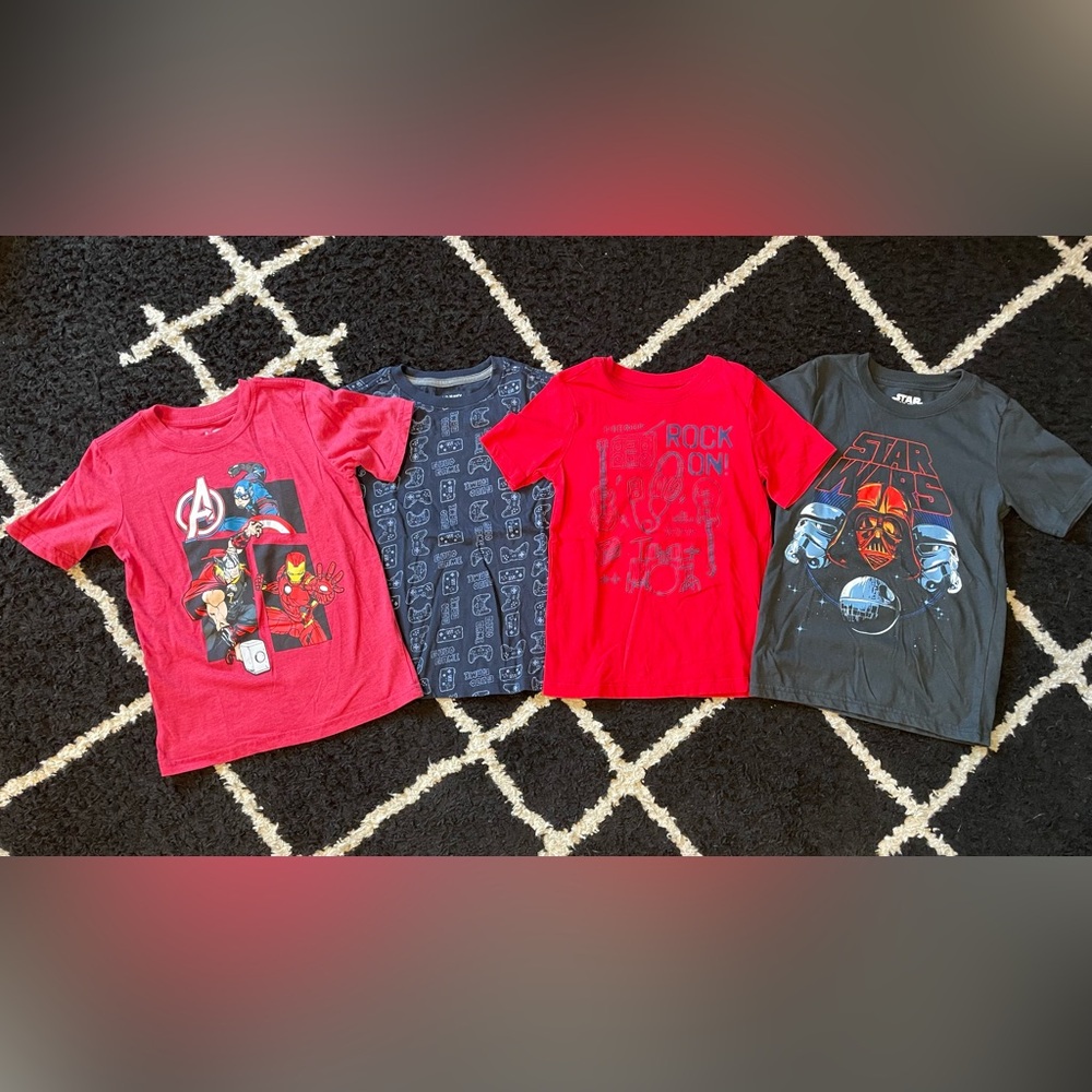 Kids Graphic T-Shirts Set - Red, Blue, Gray